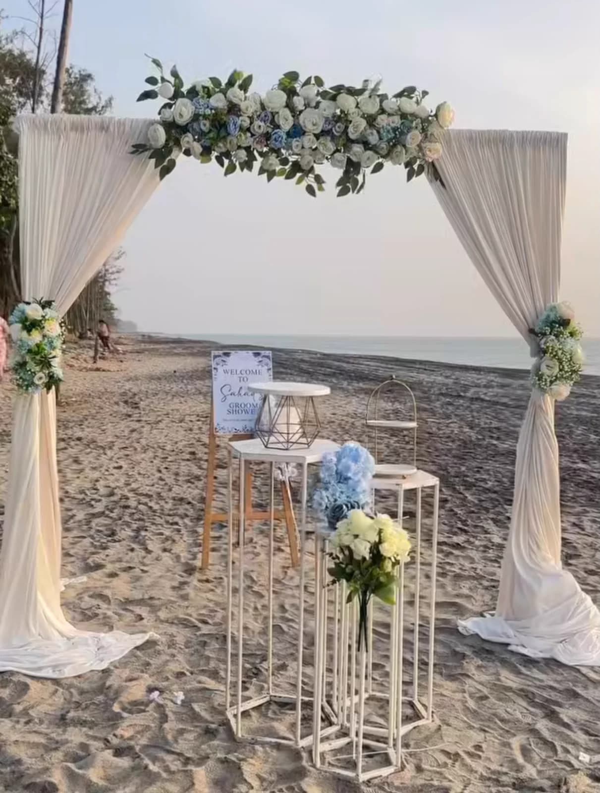 Chandelier Draped Reception Hall